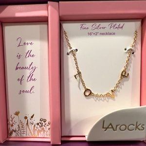 Fine Silver Plated 16” + 2” LOVE necklace